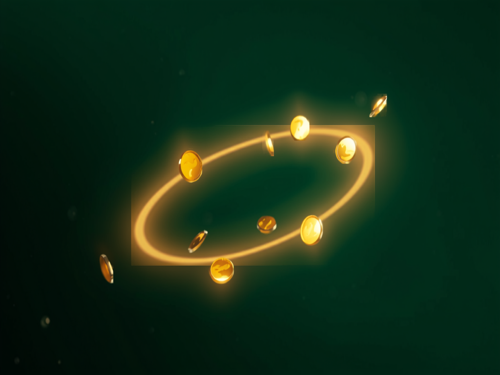 Screened digital tokens orbiting a ring of light