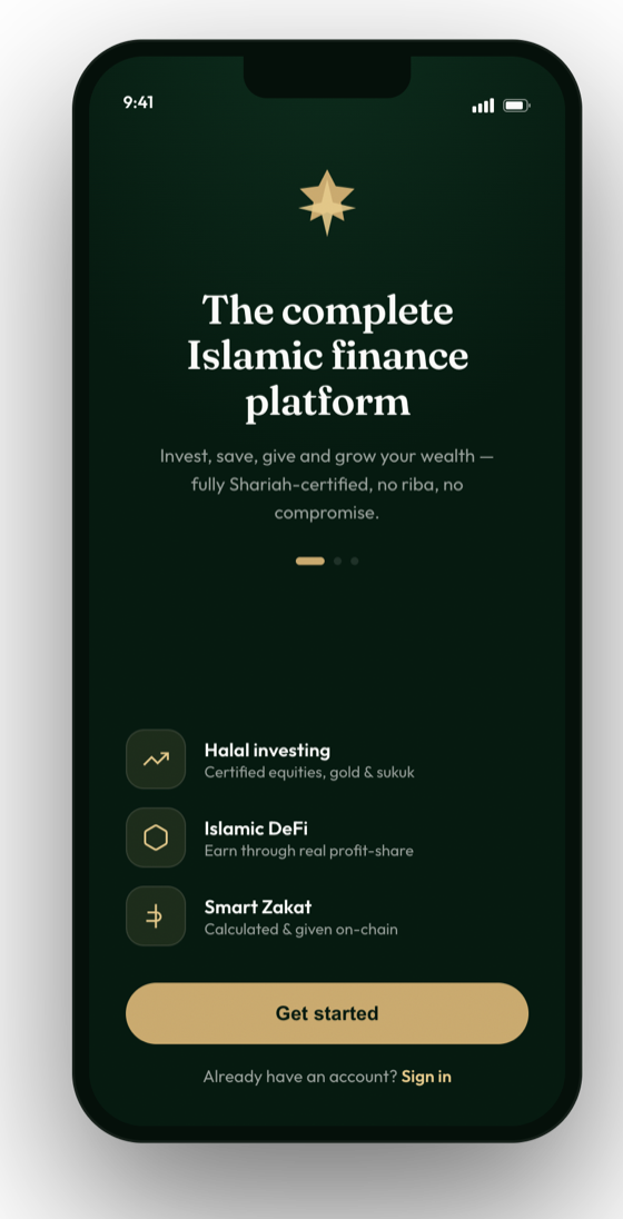 Rizq app welcome screen