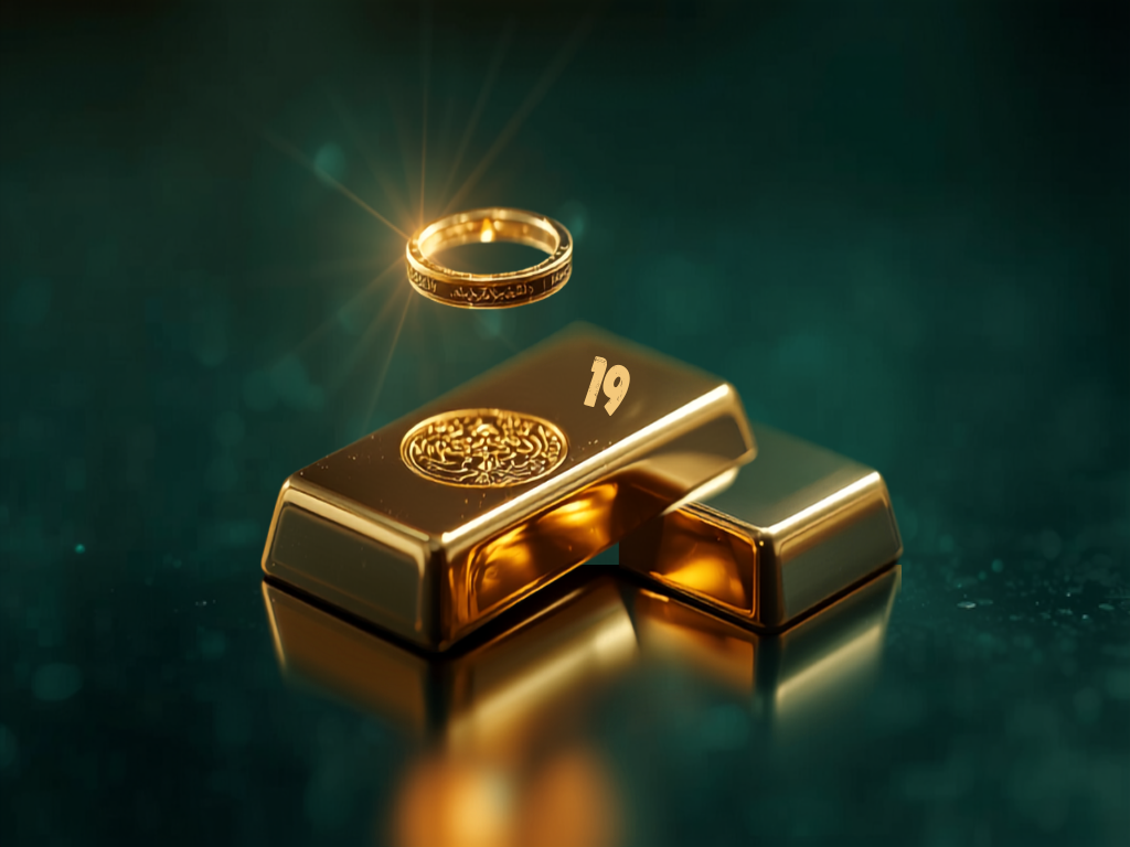 Gold bars with a digital token ring